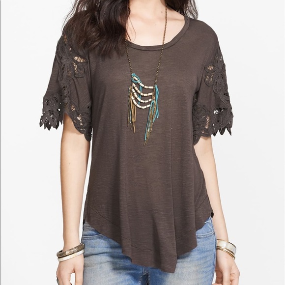 Free People Tops - Free People Mallary's Battenburg Lace Sleeve Tee